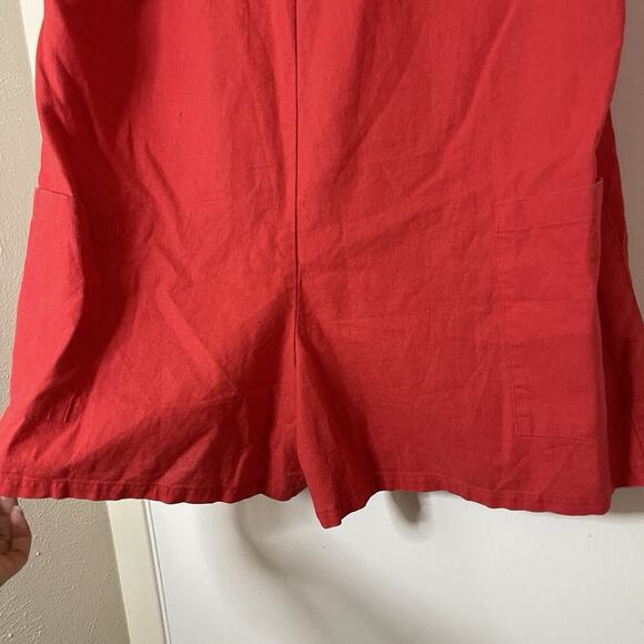 Anthropologie Corey Lynn Calter Adeline Romper Coral Red Linen medium - Picture 4 of 7